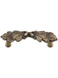 Oak Leaf Cabinet Pull in Antique Brass.